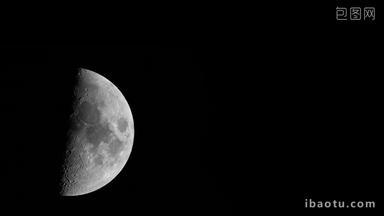 半个月亮农历月球长焦特写延时
